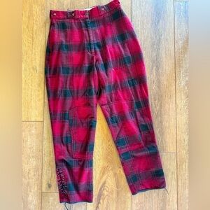 Vintage The J. Peterman Co. Riding Pant Plaid Laced Lower Hemline / 12